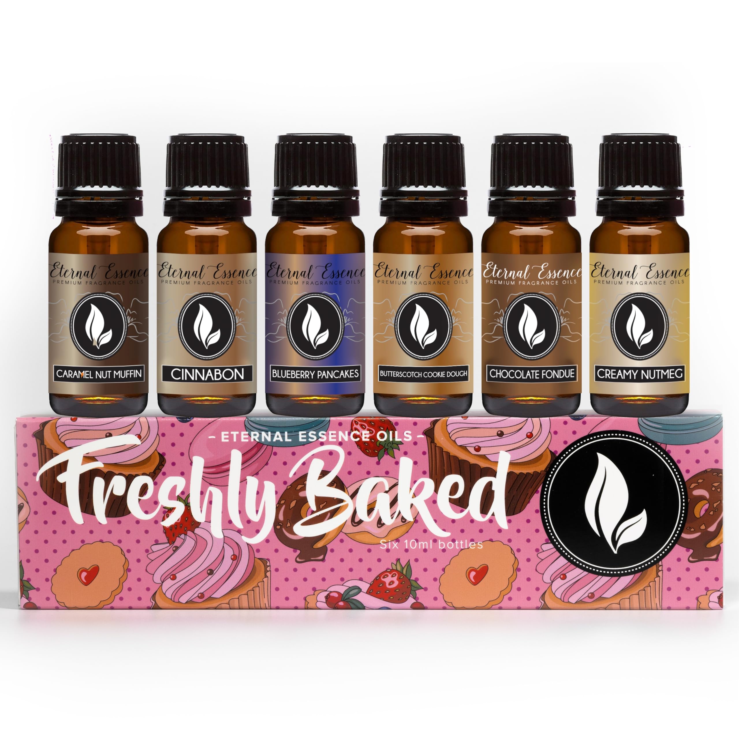 Eternal Essence Oils vista frontal del set de 6 frascos protege aroma