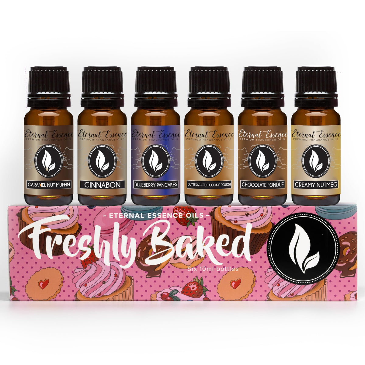 Eternal Essence Oils vista frontal del set de 6 frascos protege aroma
