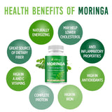 etheray hojas y polvo de moringa en primer plano destacando origen vegetal