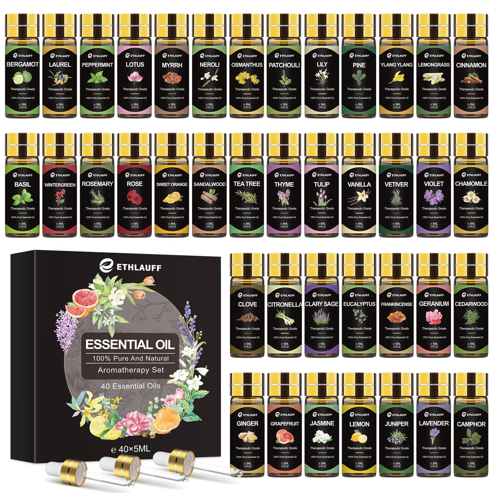 Ethlauff set frascos embalaje mostrando variedad y comodidad