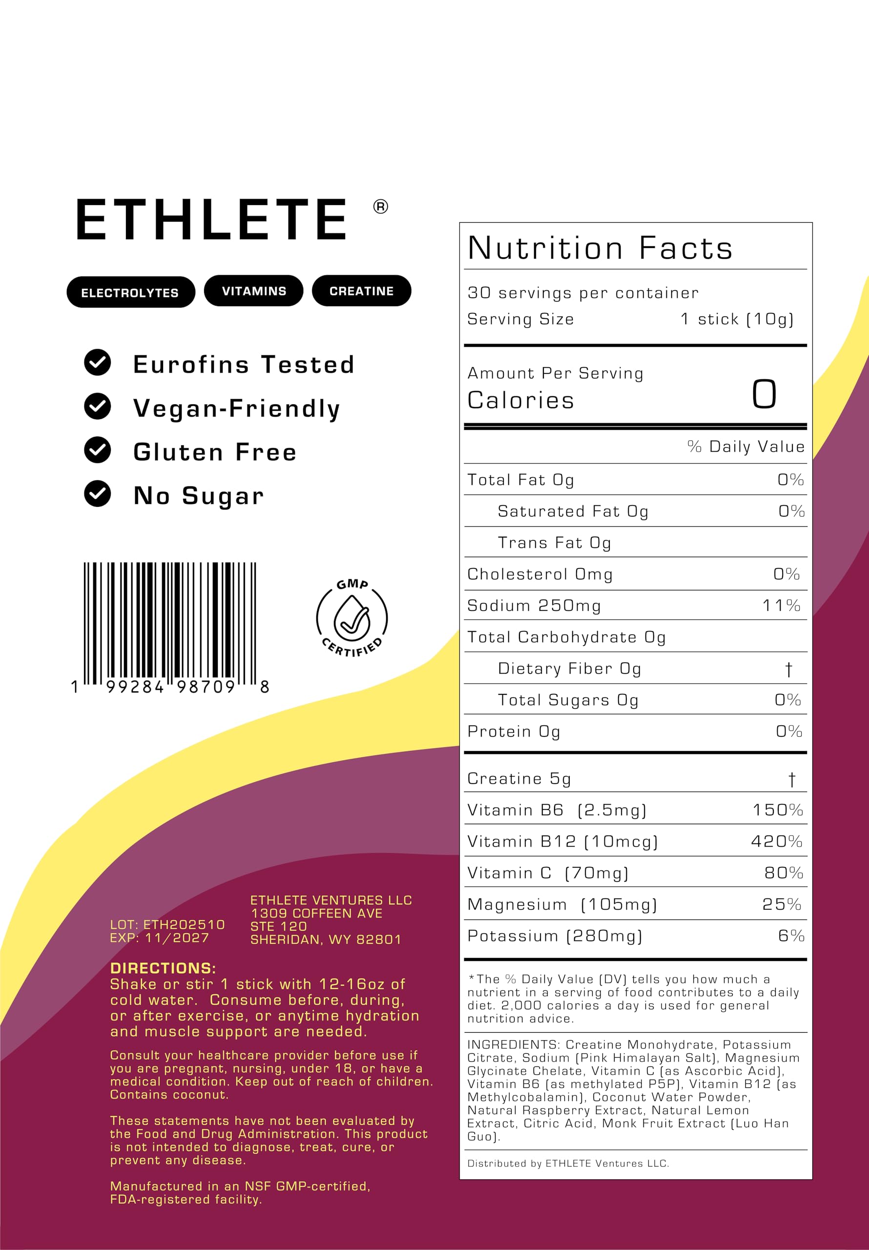 Polvo Ethlete textura fina Raspberry Lemon para disolución rápida