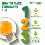 Ethnospot bolsita junto a una regla para comparar tamaño práctico