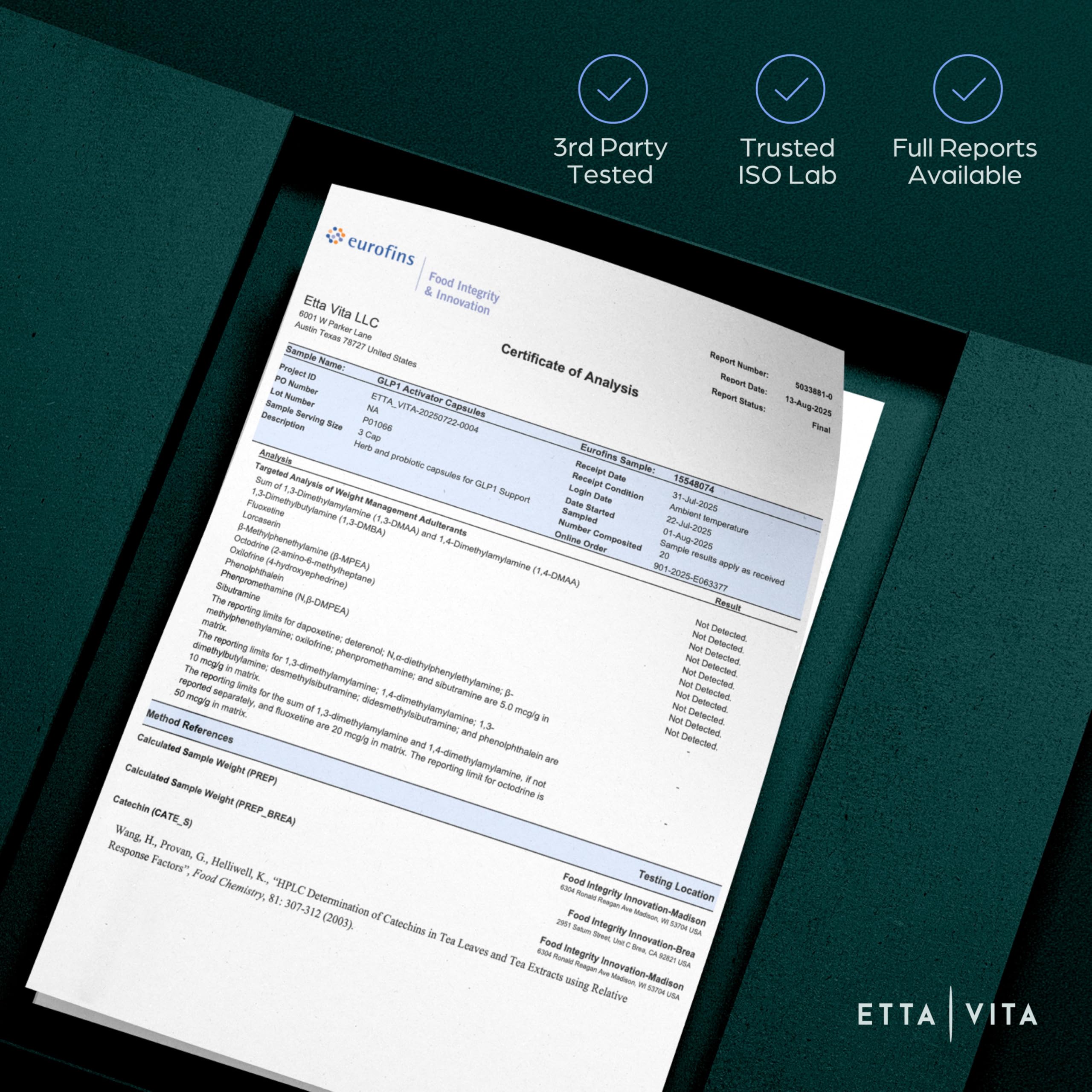 Comparación de tamaño de cápsula Etta Vita junto a una moneda para escala