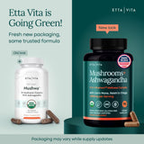 Etta Vita cápsulas veganas junto al empaque mostrando conveniencia