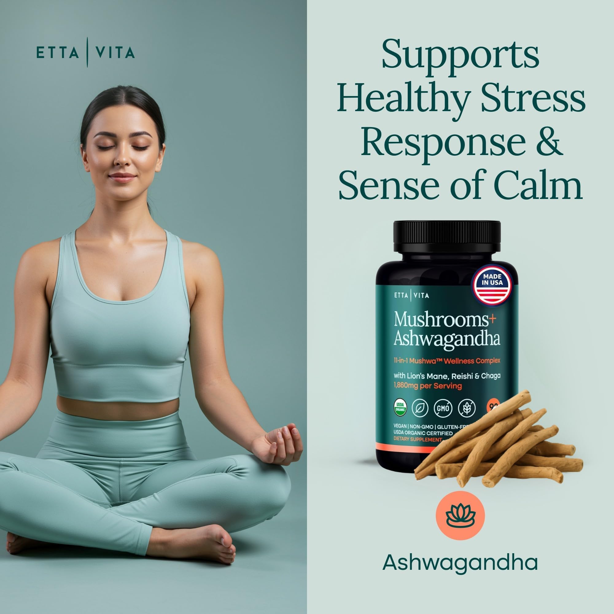 Etta Vita sello USDA Organic visible para confianza en la calidad