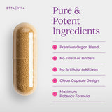 Etta Vita etiqueta con lista de ingredientes y certificaciones visibles