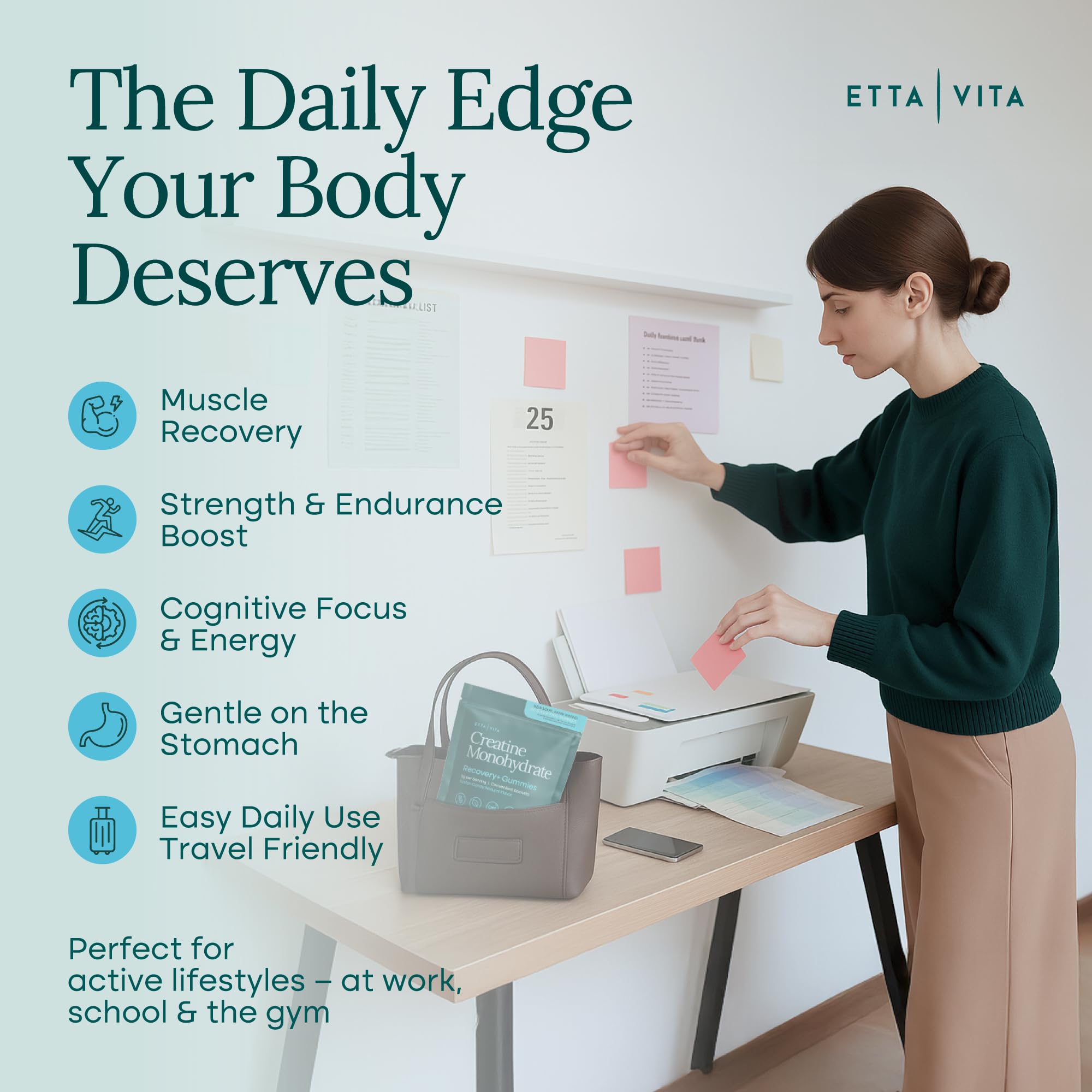 Etta Vita gomitas sobre mesa de gimnasio ideales para antes de entrenar