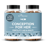 Eu Natural frasco frontal mostrando etiqueta y beneficio de apoyo a la fertilidad