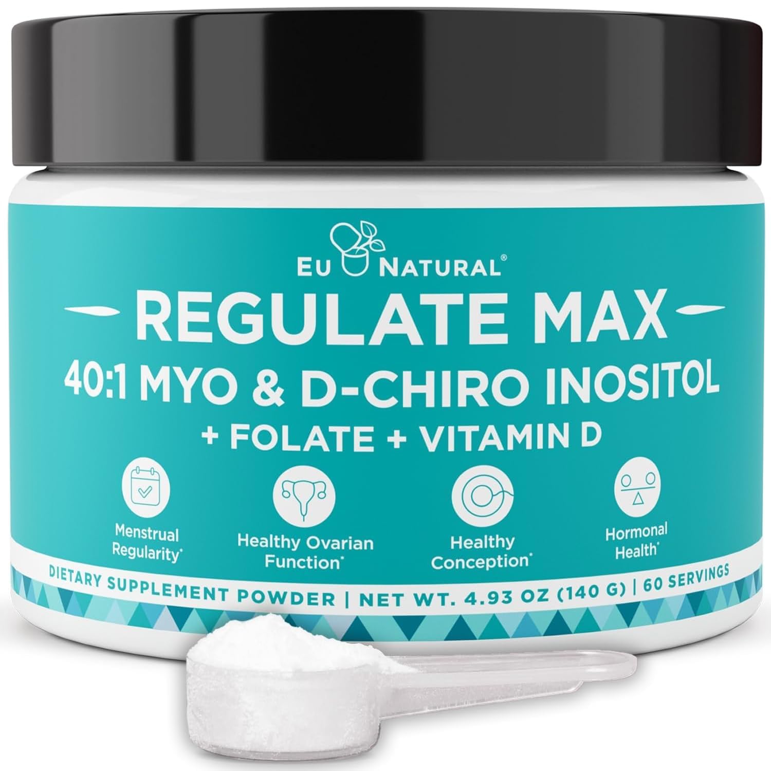 Eu Natural envase frontal Regulate MAX mostrando formato y beneficio claro
