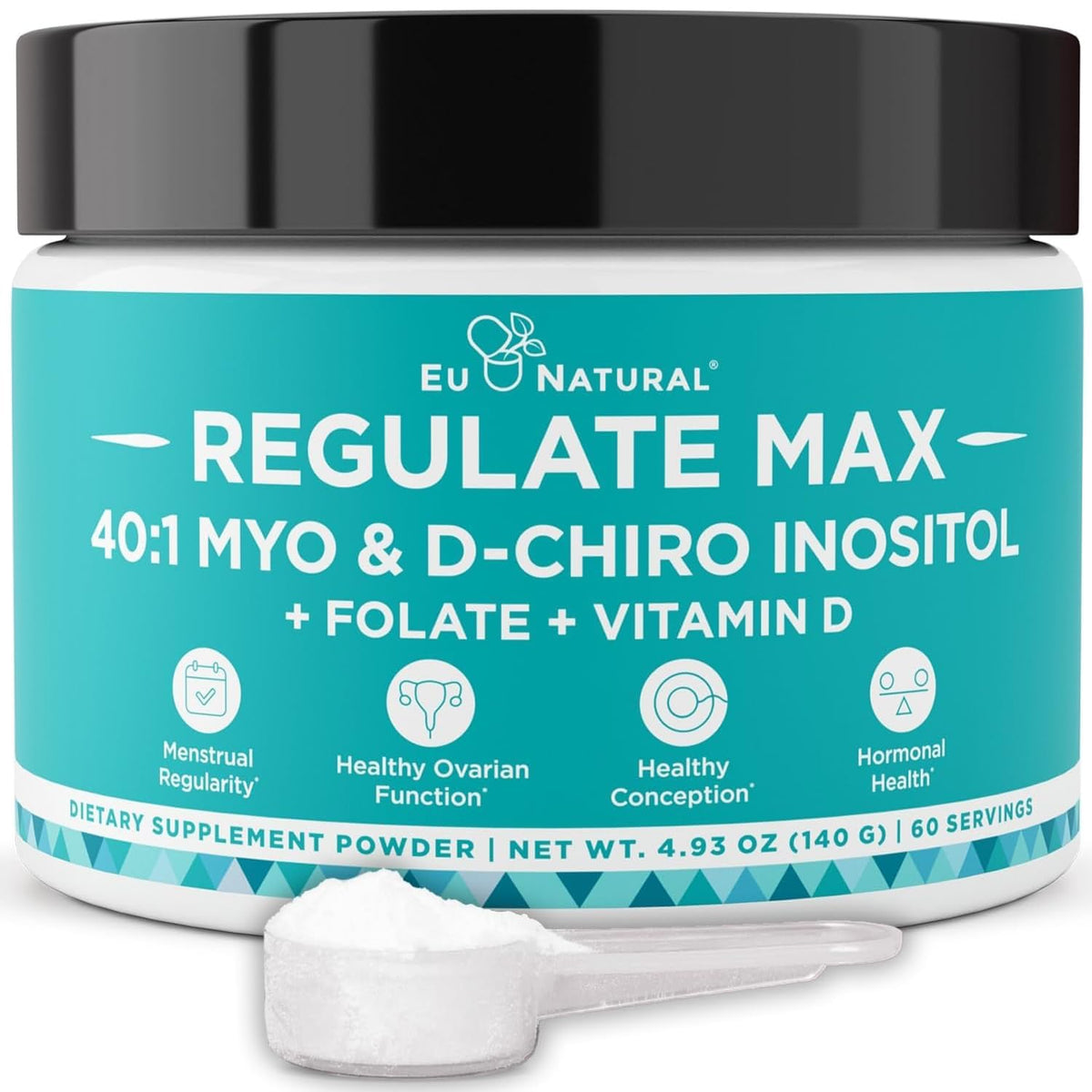 Eu Natural envase frontal Regulate MAX mostrando formato y beneficio claro