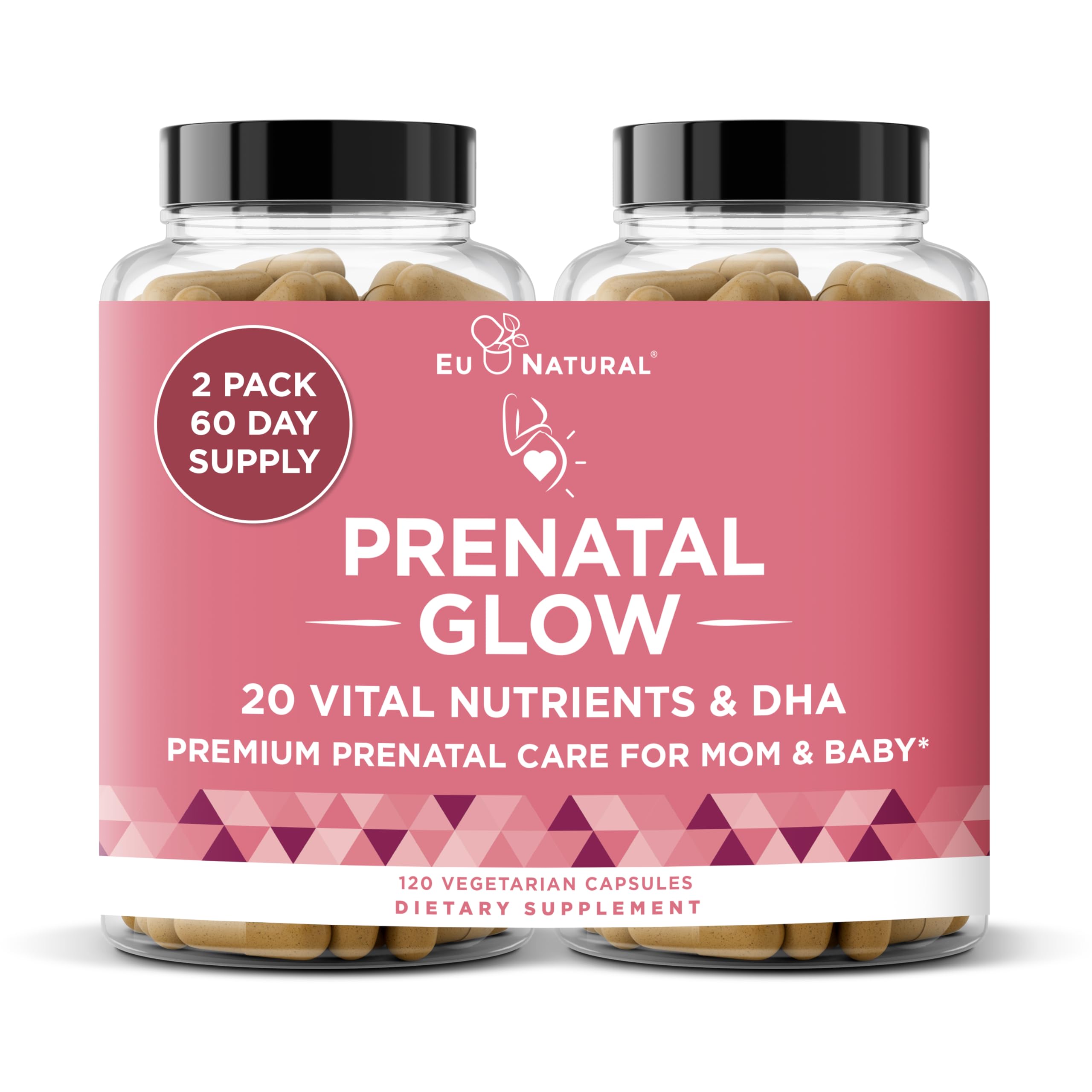 Eu Natural imagen frontal del empaque mostrando suplemento prenatal y confianza