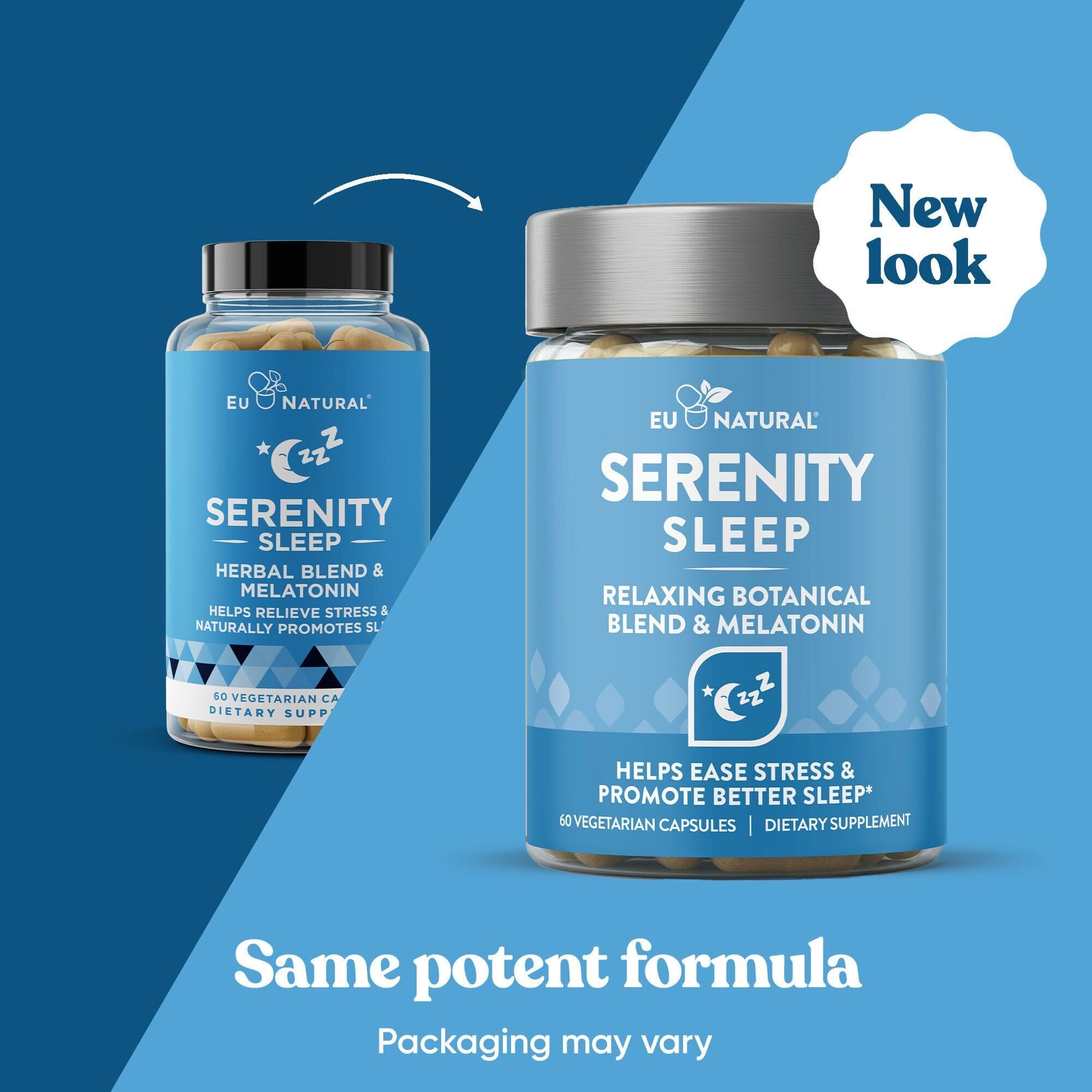 Eu Natural detalle de cápsulas veganas Serenity Sleep, fácil de tragar