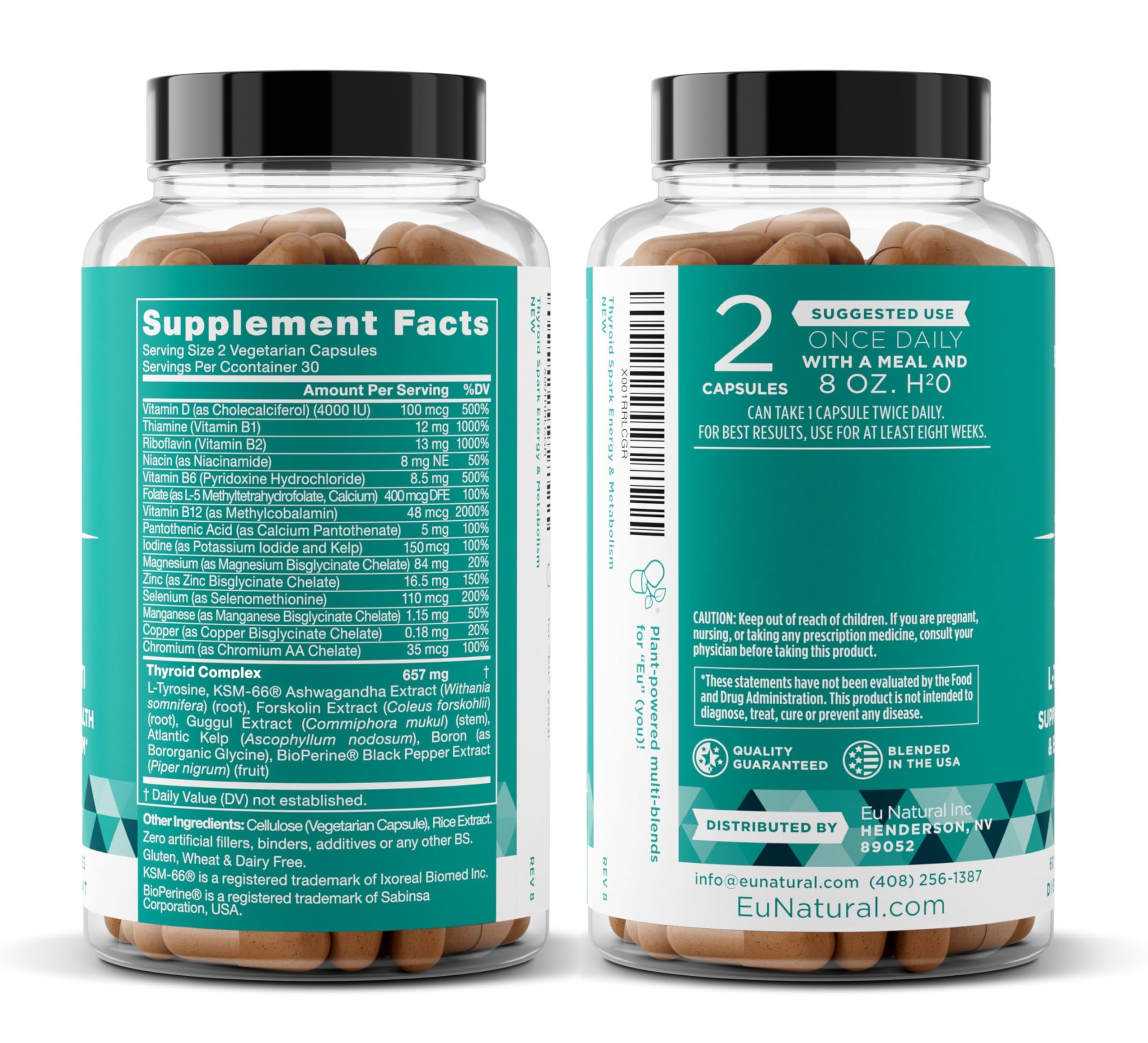 Eu Natural certificado cGMP junto a Thrive destacando control de calidad