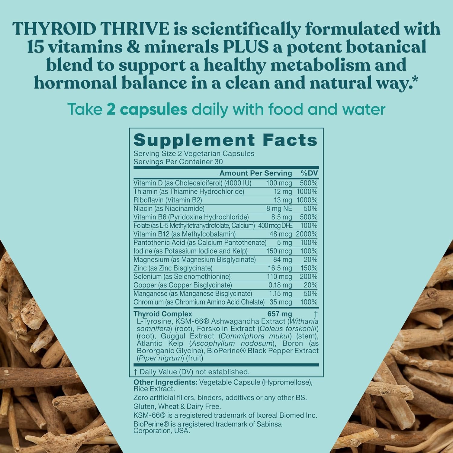 Eu Natural Thrive bote sobre encimera junto a fruta representando estilo de vida sano