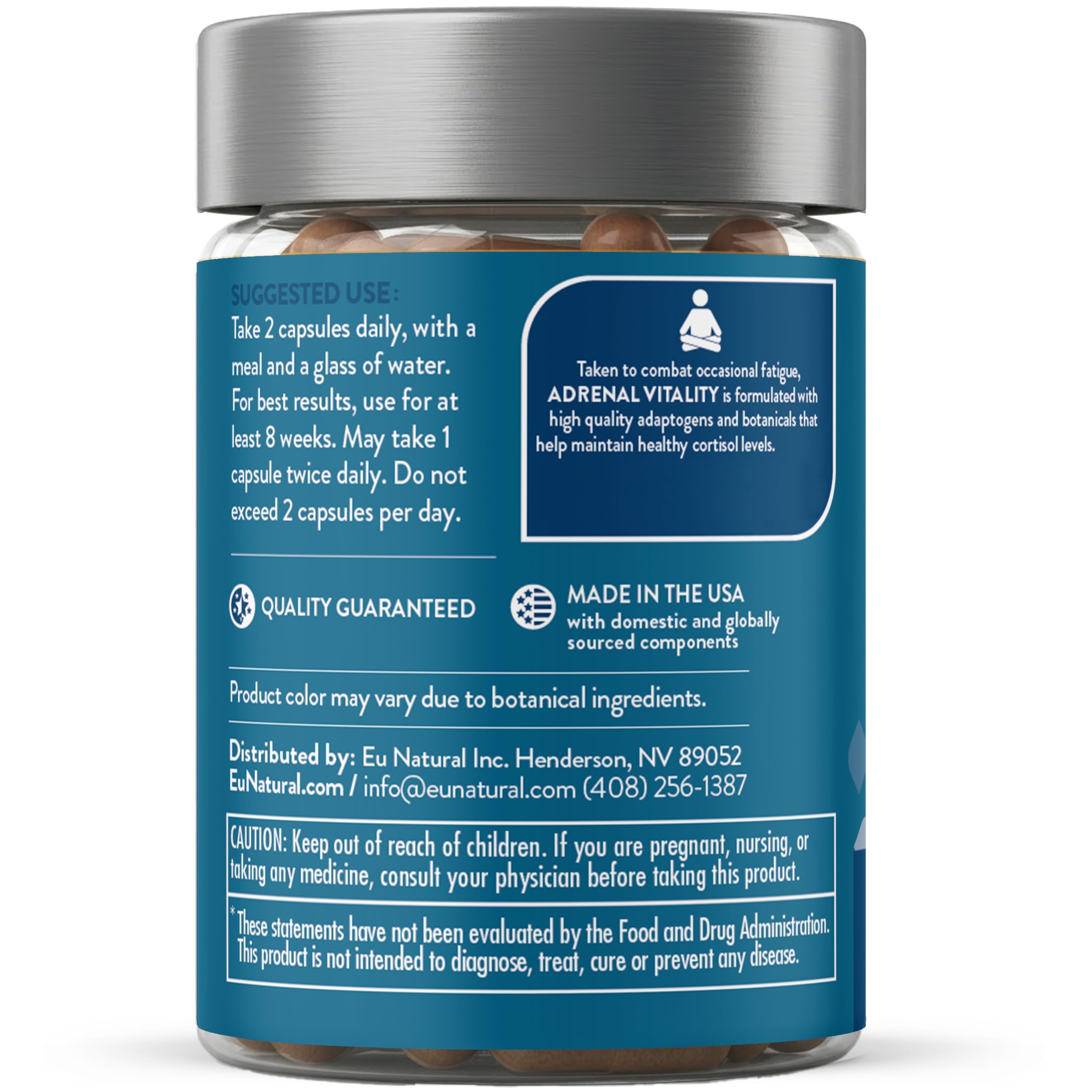 Eu Natural sello cGMP junto a frasco Vitality para confianza