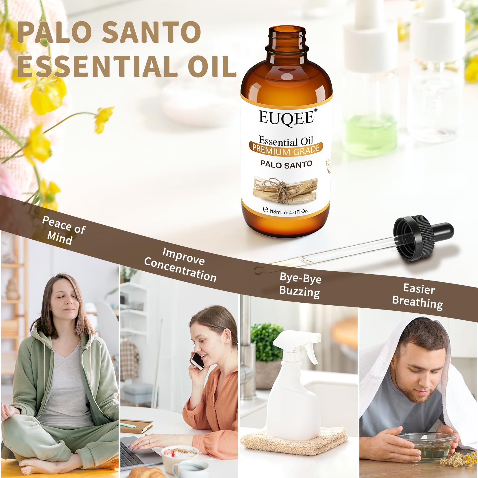EUQEE frasco ámbar que protege el aceite del sol prolongando la fragancia