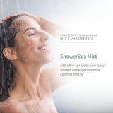 European Spa Source spray en uso en ducha para crear ambiente tipo spa