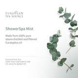 European Spa Source en uso dentro de ducha ofreciendo experiencia envolvente y reconfortante