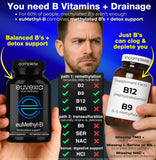 Persona tomando Euvexia euMethyl-B con un vaso de agua para uso diario fácil