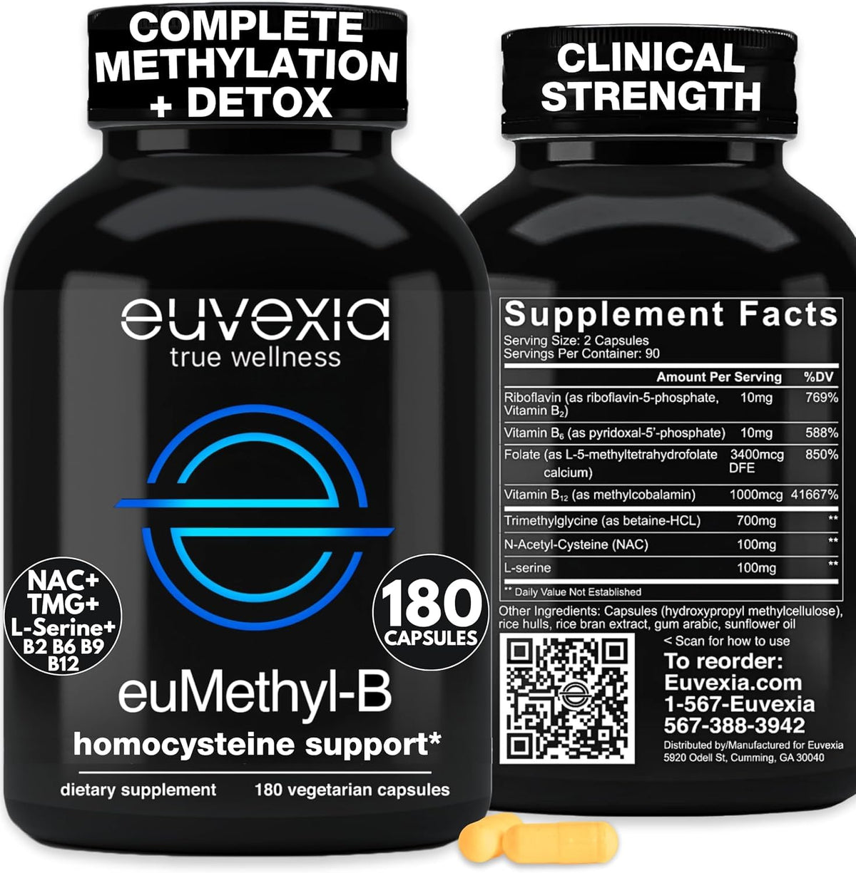 Euvexia euMethyl-B frontal del envase mostrando cantidad y sello sin folato