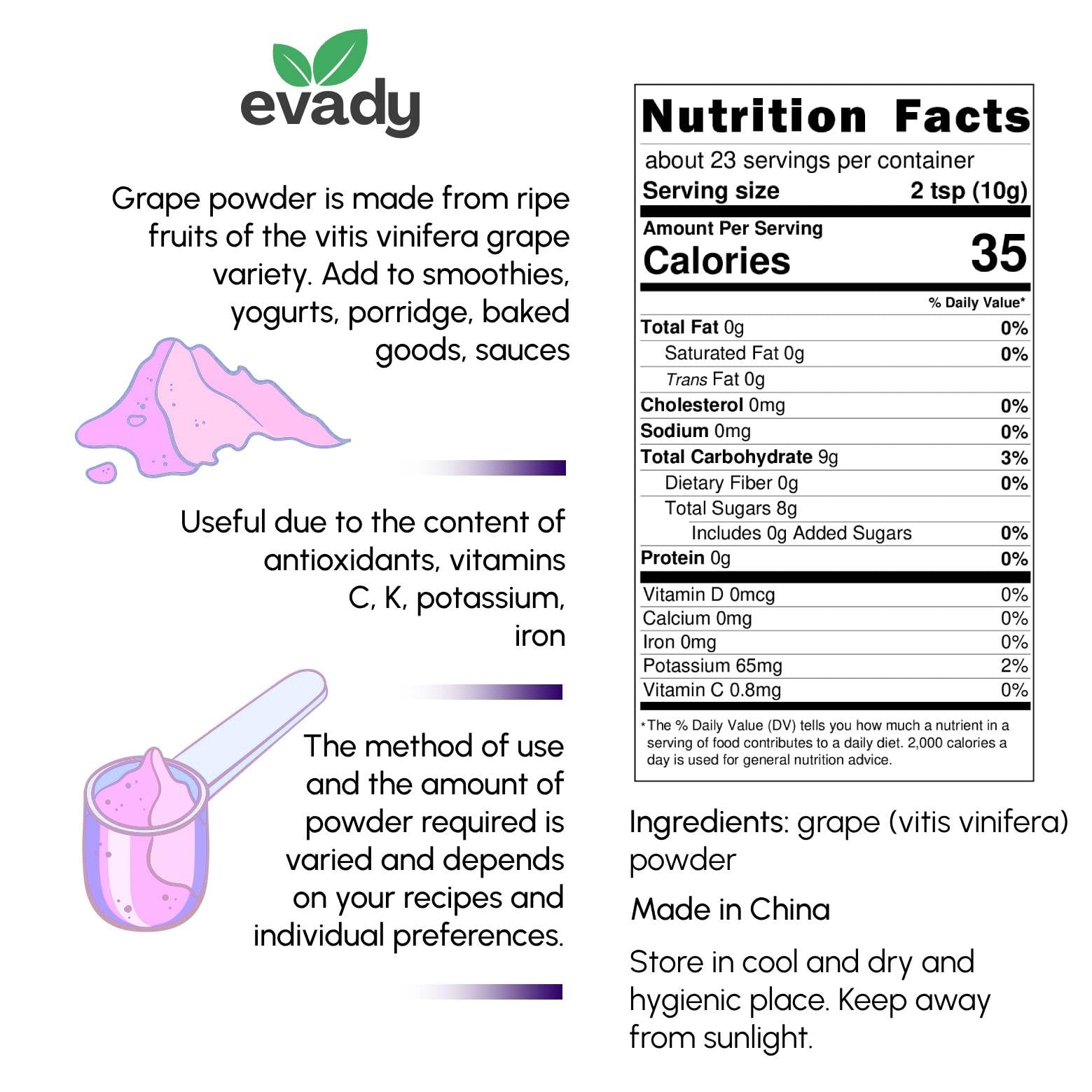 EVADY comparativa de tamaño del envase 8 oz junto a utensilios de cocina, manejo cómodo