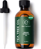 Eve Hansen envase frontal de aceite árbol de té, presentación clara y fresca