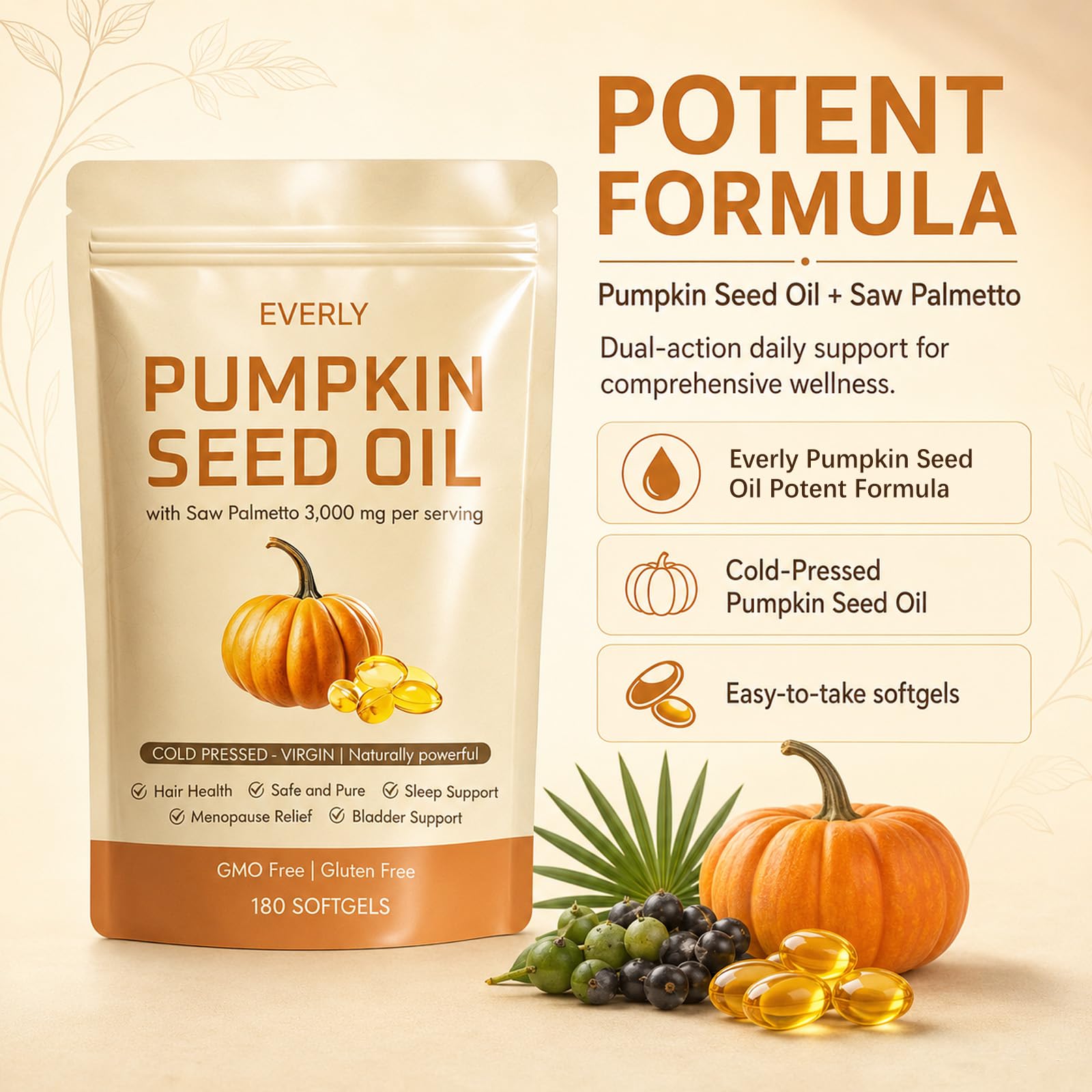 Everly Organic Pumpkin Seed etiqueta nutricional en enfoque legible y transparente