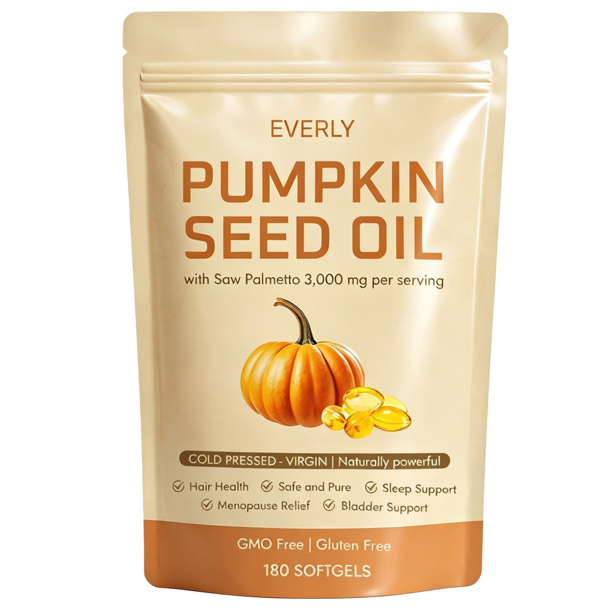 Everly Organic Pumpkin Seed frasco frontal mostrando diseño y claridad de ingredientes