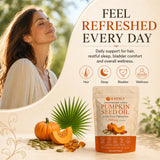 Softgels Everly dispersos sobre superficie ilustrando tamaño y cantidad por envase