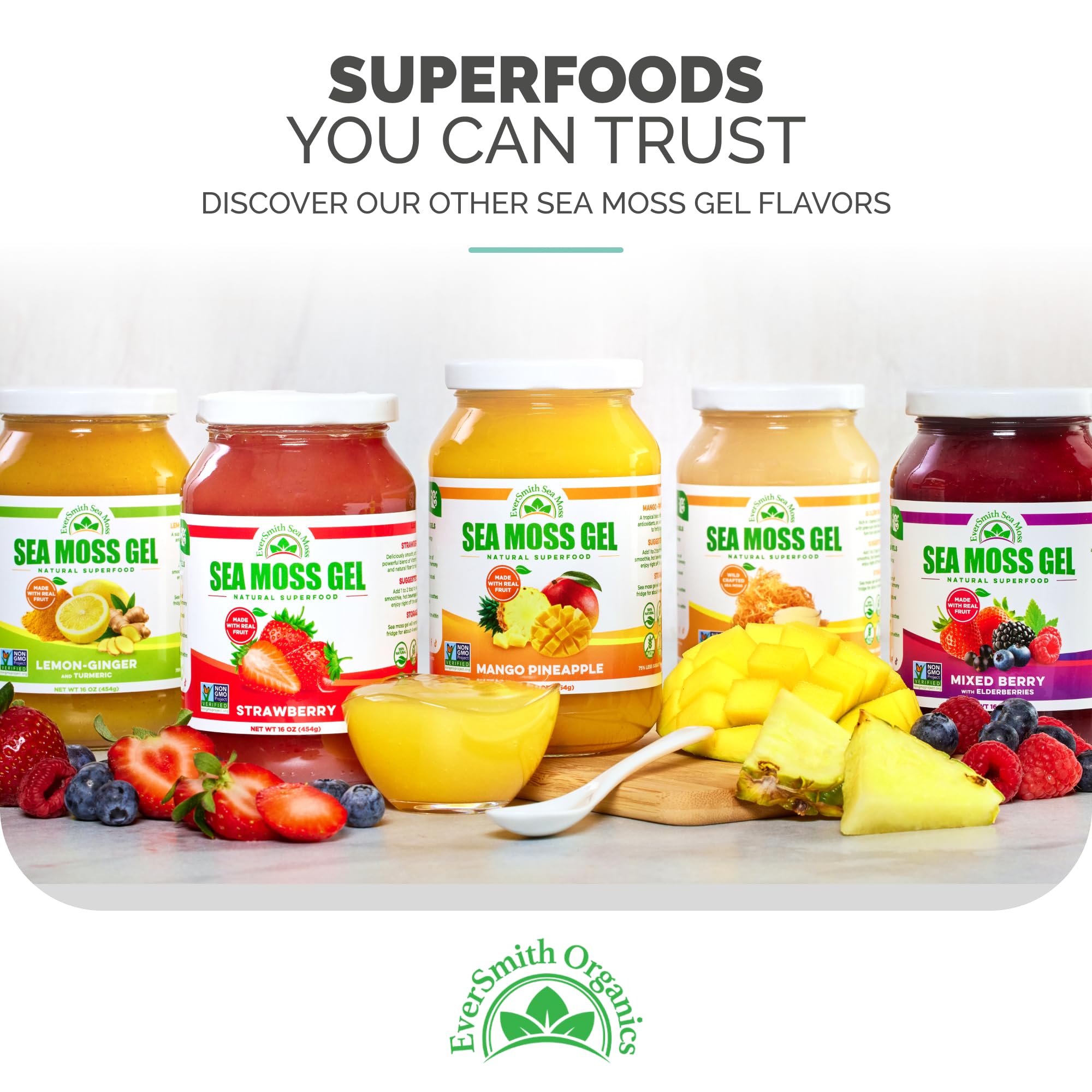 EverSmith Organics frasco cerrado en despensa, conservación sin refrigerar antes de abrir