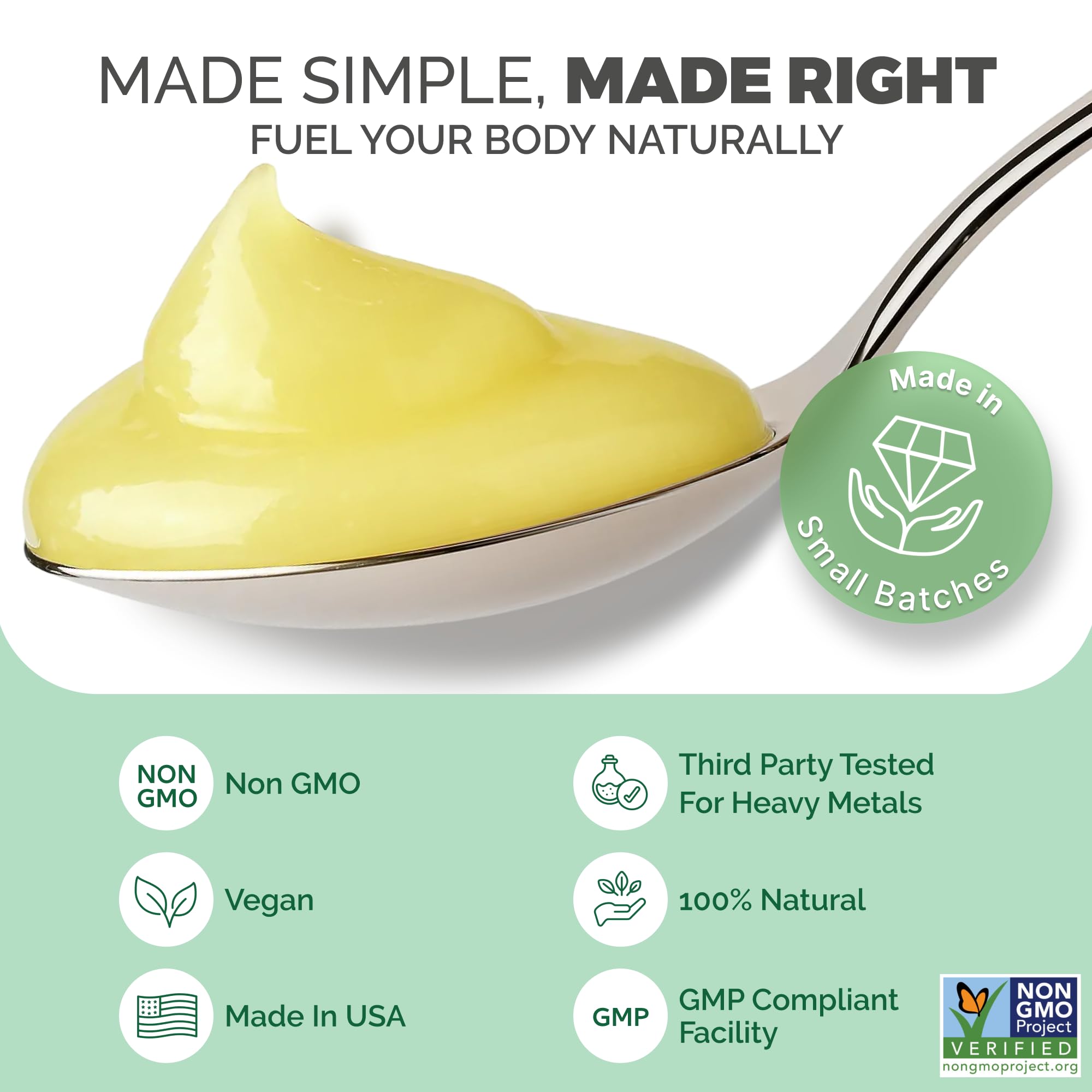 EverSmith Organics envase abierto con gel visible, extracción sencilla para recetas