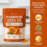 EVERVISION gota de aceite de semilla de calabaza resaltando pureza y prensado en frío