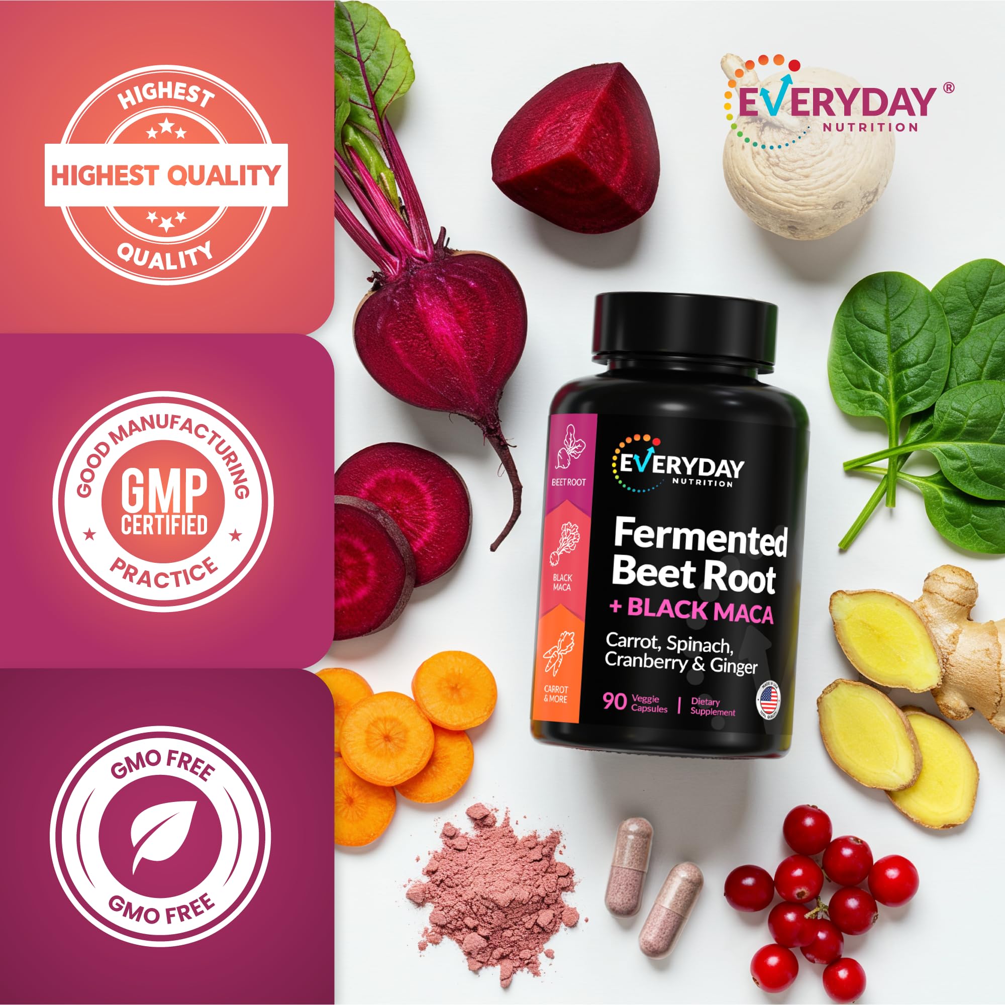 EVERYDAY NUTRITION etiqueta nutricional legible que destaca ingredientes y pruebas