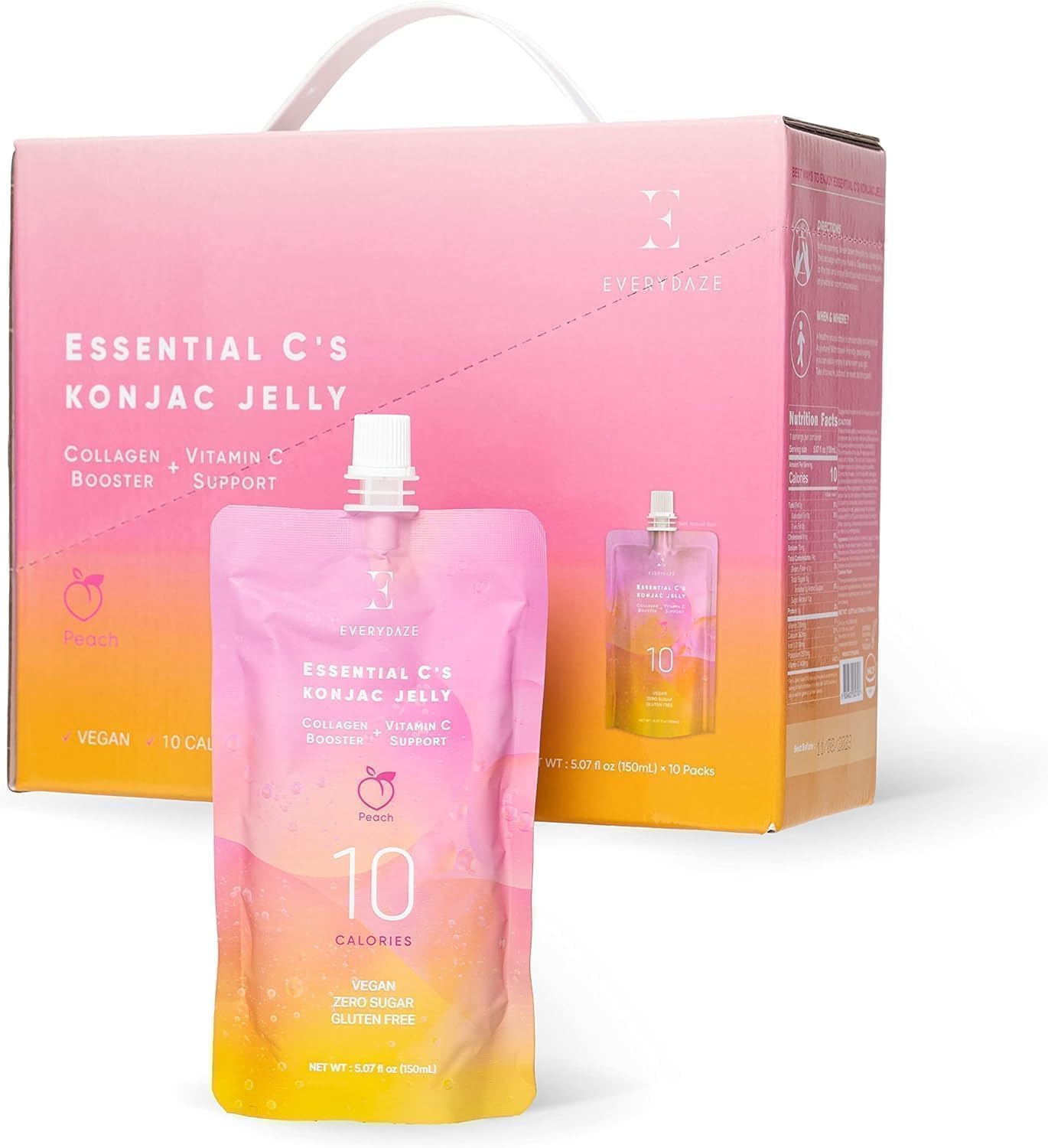 EVERYDAZE empaque frontal durazno, beneficio práctico para llevar