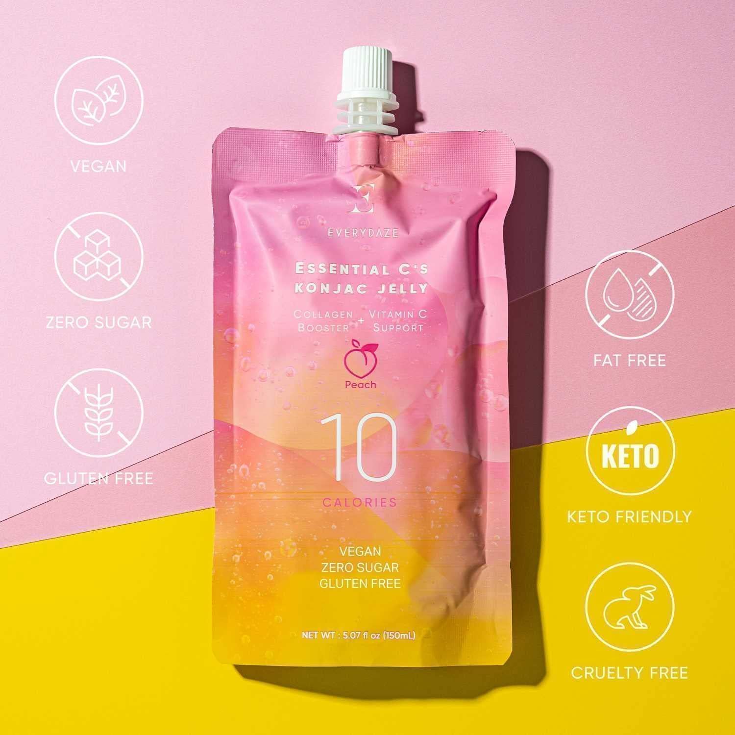 EVERYDAZE pouch en mano, demuestra tamaño portátil y control de porciones