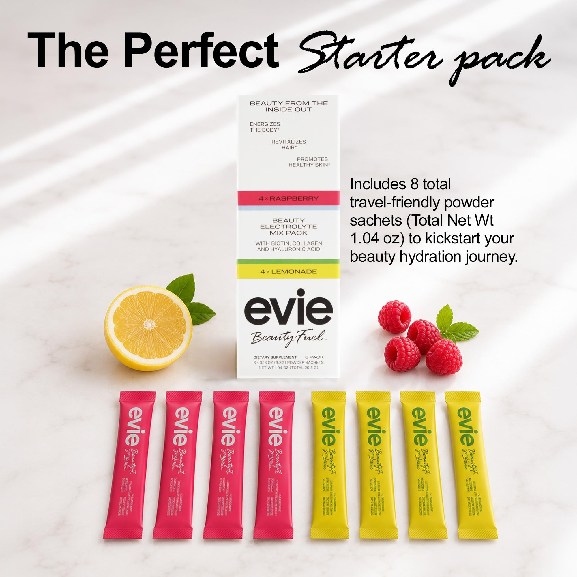 Evie Beauty Fuel botella con bebida en ambiente activo, refrescante y funcional
