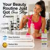 Evie Beauty Fuel polvo en primer plano, textura fina y de rápida disolución