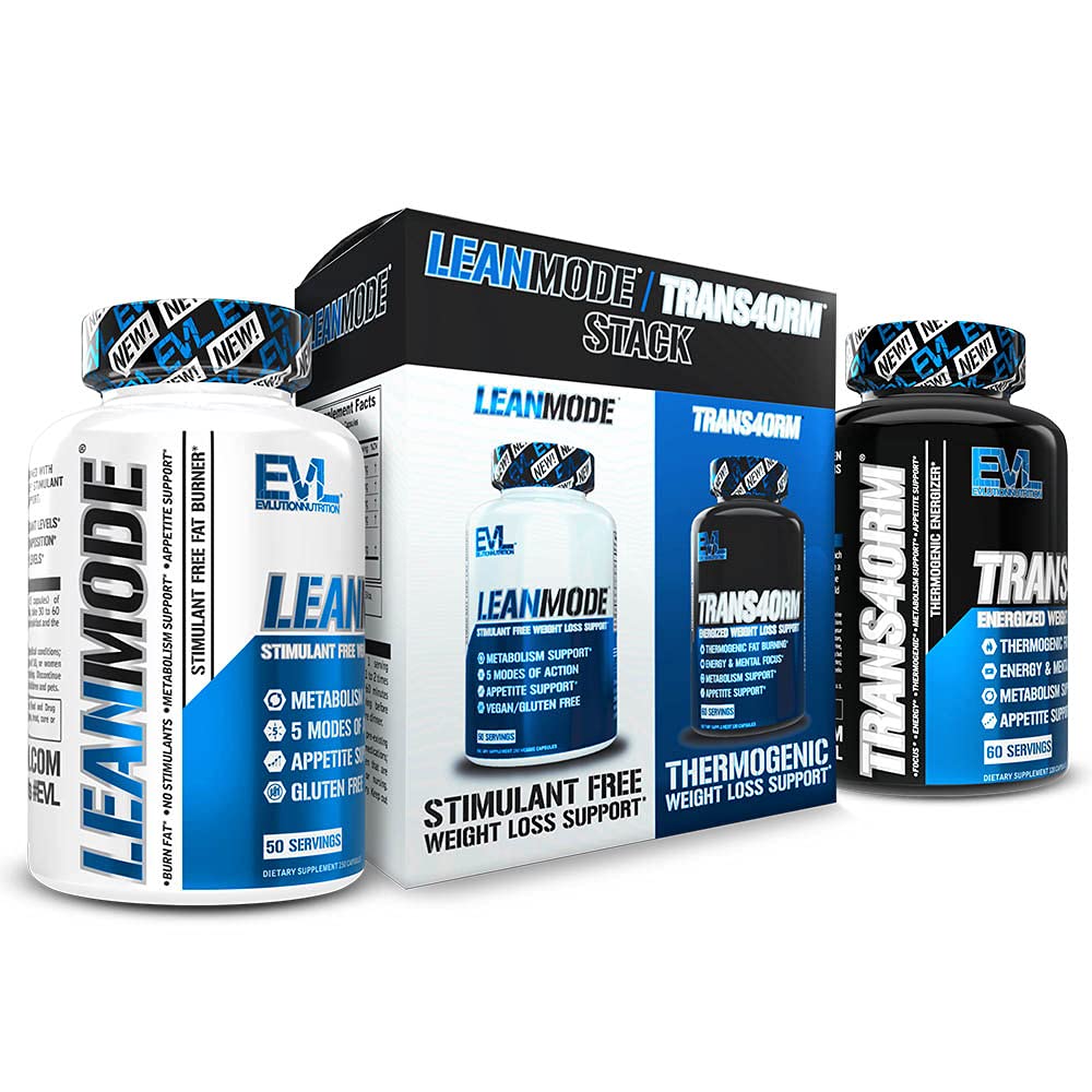 Evlution Trans4orm frontal mostrando envase y apoyo termogénico