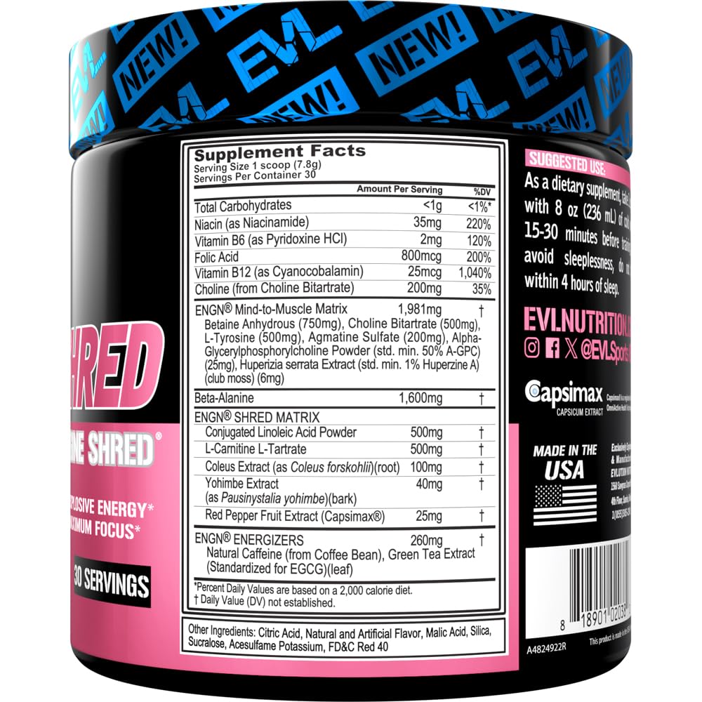 Evlution EVL Ultimate textura del polvo rosado que mezcla fácilmente y brinda energía sostenida