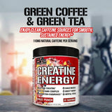 Evlution Creatine Energy tarro abierto con scoop visible para medir la dosis fácilmente