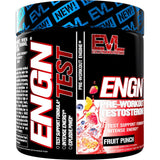 Evlution ENGN Test en ambiente de gimnasio con botellas y toalla destacando rendimiento y enfoque