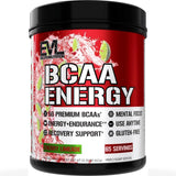 Evlution envase frontal BCAAs mostrando sabor Cherry Limeade y atractivo visual