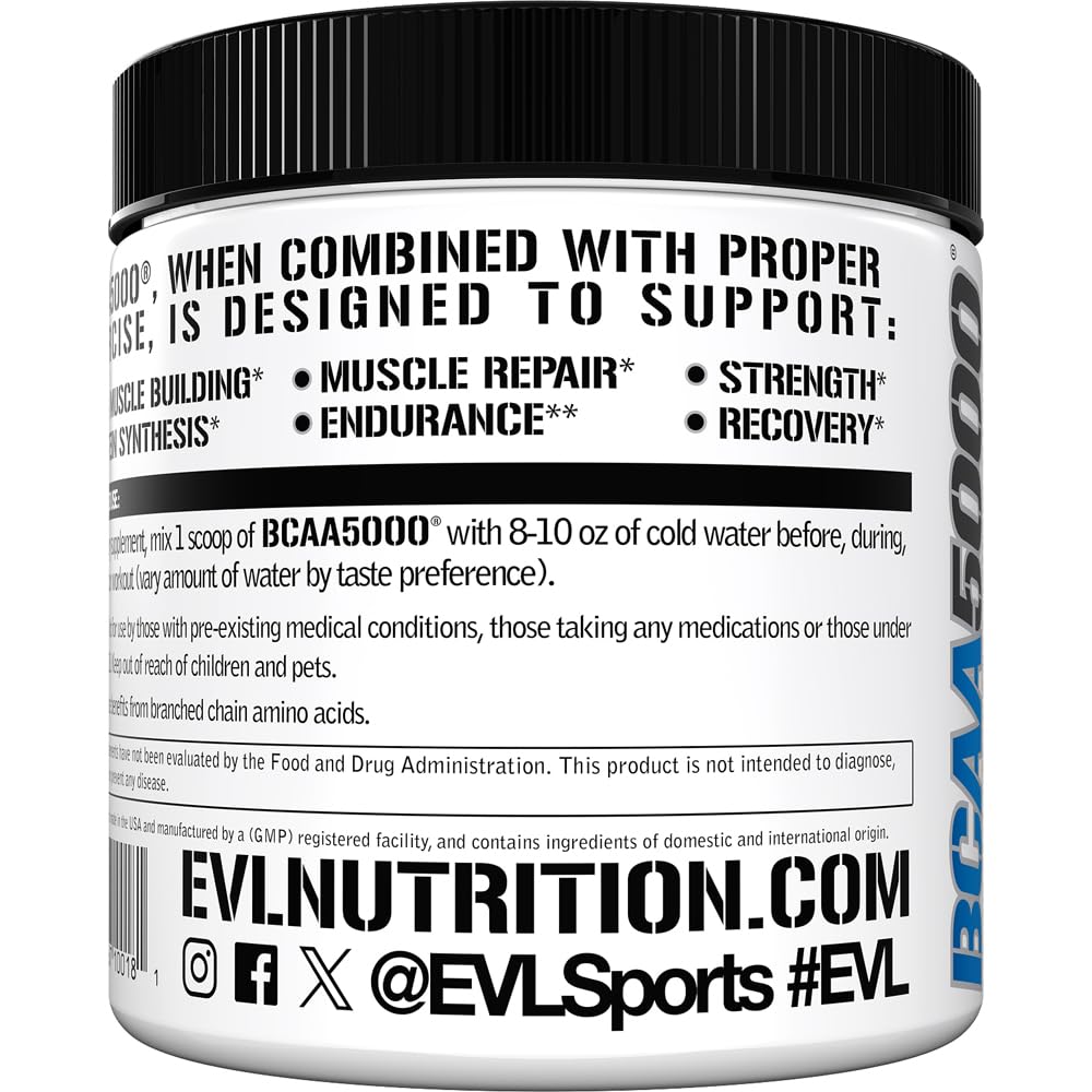Evlution EVL BCAAs etiqueta con información nutricional y ratio 2:1:1