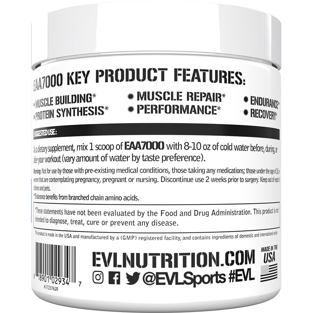 Evlution etiqueta nutricional visible con información de EAAs y BCAAs