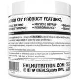 Evlution etiqueta nutricional visible con información de EAAs y BCAAs