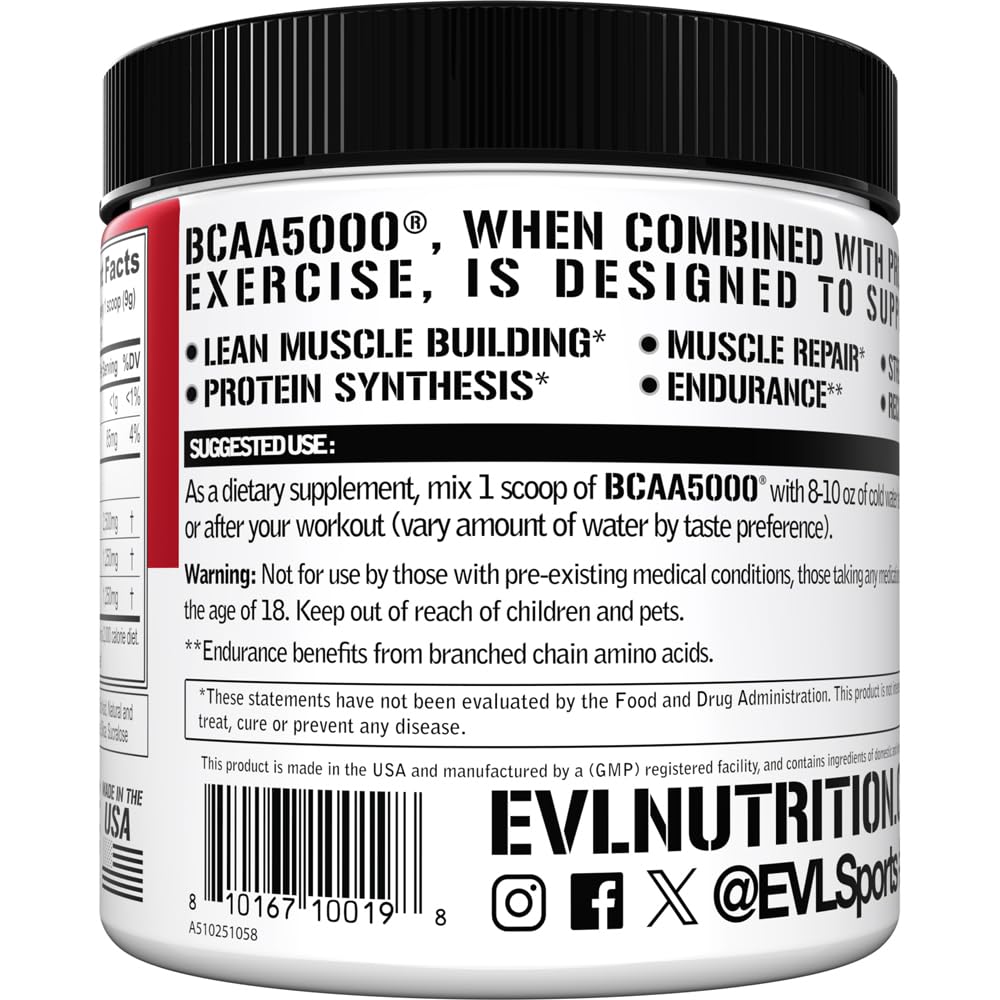 Evlution EVL BCAAs comparación de tamaño del envase para referencia visual