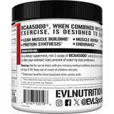 Evlution EVL BCAAs comparación de tamaño del envase para referencia visual