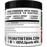 Evlution EVL BCAAs etiqueta con ingredientes y dosificación clara y legible