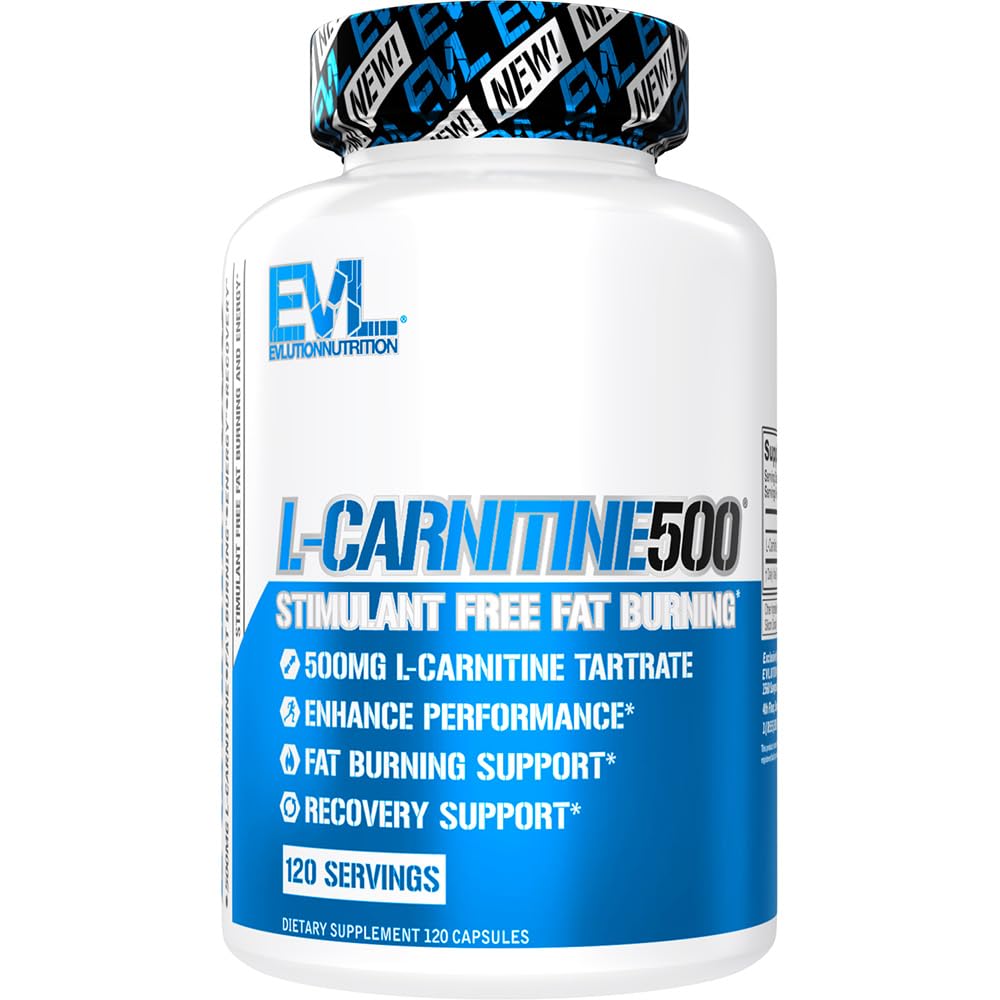 Evlution envase frontal L-Carnitine mostrando etiqueta y ventaja sin estimulantes