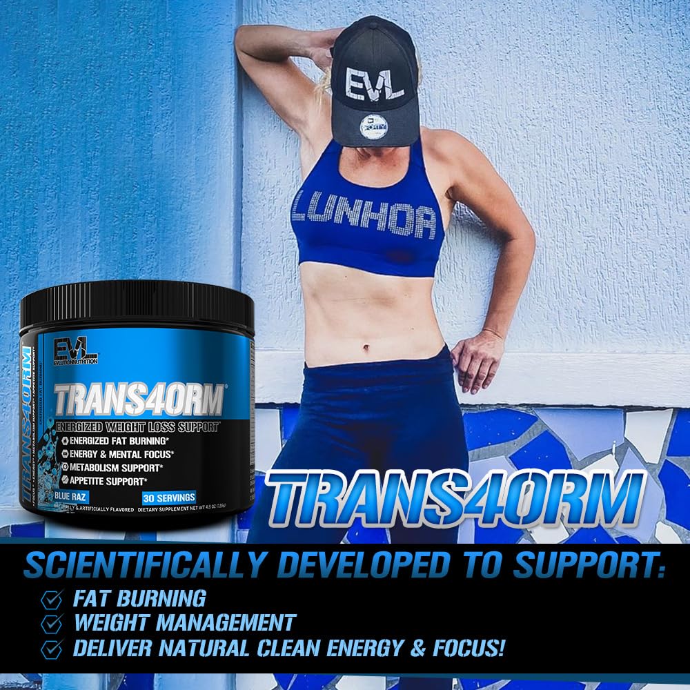 Evlution Trans4orm preparado en vaso azul, bebida lista para entrenar con energía